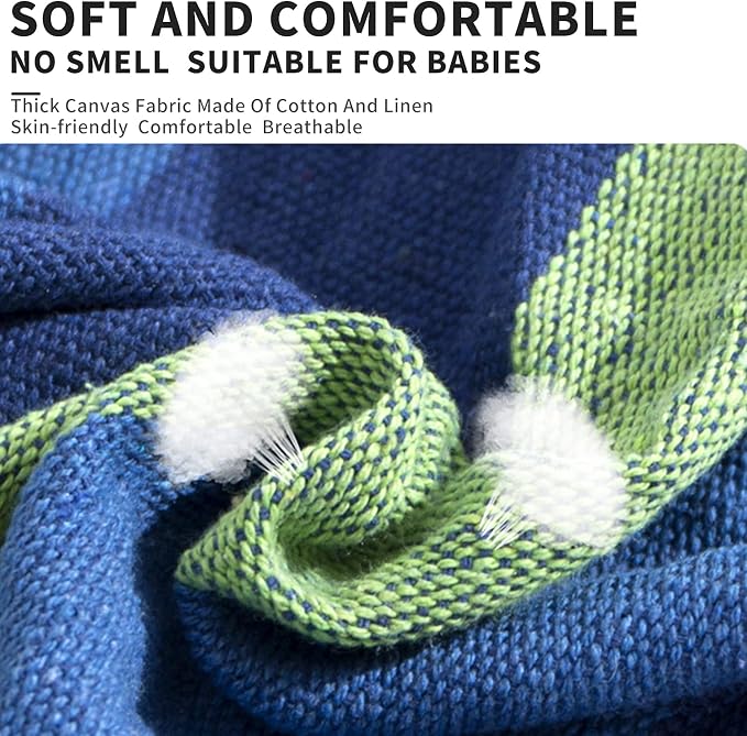 Double Cotton Hammock with Space Saving Adjustable Steel Stand, 550lbs Capacity Accommodates 2 People Portable Hammock and Frame, Camping Indoor Outdoor Use, Oasis Stripe