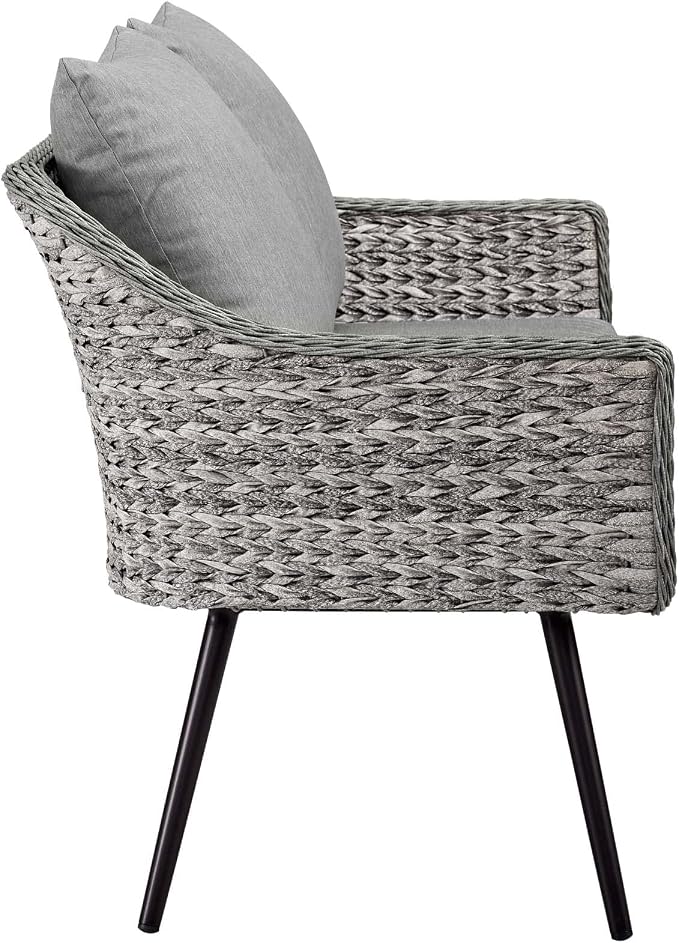 Modway EEI-3177-GRY-GRY-SET Endeavor 4 Piece Outdoor Patio Wicker Rattan Sectional Sofa Set, Gray
