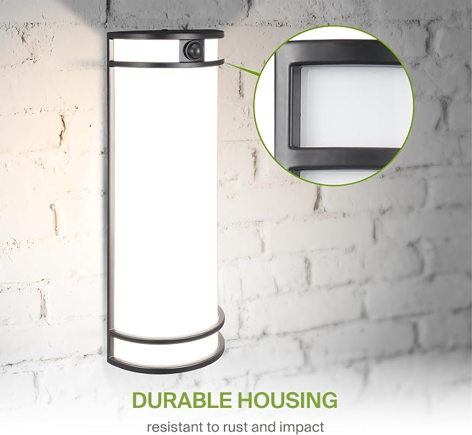 ASD 18 Inch Motion Sensor LED Outdoor Sconce Lights - 20W 3000K 4000K 5000K Black Exterior Lighting Fixtures, Exterior Lights for House, Modern Patio Wall Light Fixture ETL, 2 Pack