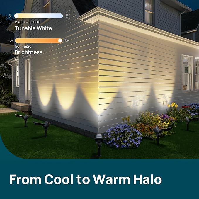 Linkind Smart Solar Lights Outdoor Waterproof SL6C,Dual Ring Tree Spotlight | Solar&USB Charging Solar Spotlights Outdoor Waterproof IP66,Color Changing Spot Light for Tree,Yard, Landscape, House, 1 Pack