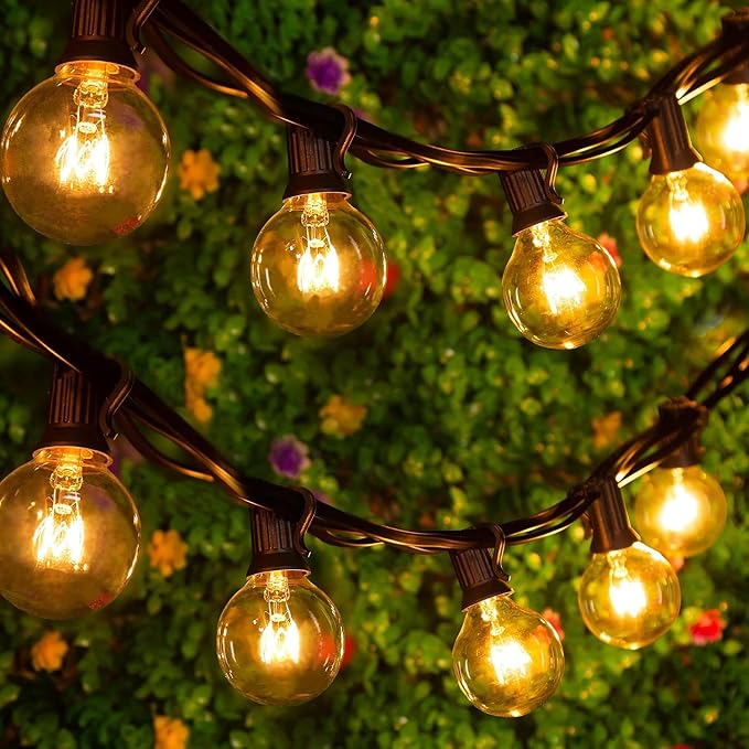 GOOTHY Outdoor String Lights, 100Ft G40 Globe Patio Lights Waterproof with 100 Warm White Bulbs, Connectable Hanging Backyard Light for Outside Garden Balcony Holiday Party Decor-Black