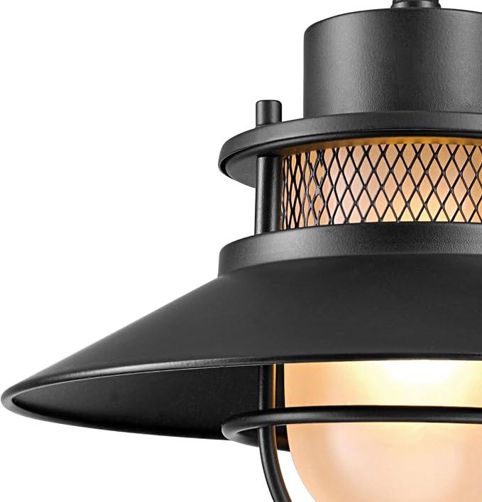 Globe Electric 44233 Liam 1-Light Outdoor Wall Sconce, Matte Black, Frosted White Glass Shade