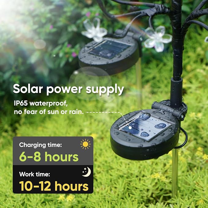6 Pack Solar Garden Lights Outdoor, Solar Lights Outdoor Flowers | 2Modes 120LED Garden Decor, Waterproof Solar Powered Fairy Garden Outdoor Decorations for Yard Patio Pathway, Gardening Gifts