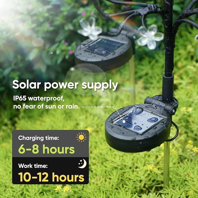 2 Pack Solar Garden Lights Outdoor, Solar Lights Outdoor Flowers | 2Modes 40LED Garden Decor, Waterproof Solar Powered Fairy Garden Outdoor Decorations for Yard Patio Pathway, Gardening Gifts