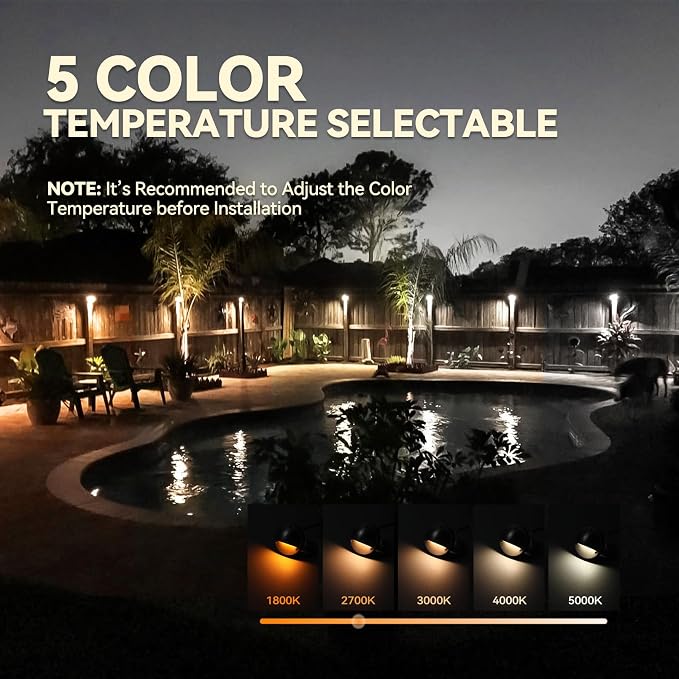 LEONLITE 6-Pack 5CCT 3.74inch Low Voltage LED Deck Lights, Satin Nickel | 180LM, 12-24V AC/DC, CRI90, UL Listed, Die-cast Aluminum Housing, Frosted Glass Lens, 1800K/2700K/3000K/4000K/5000K