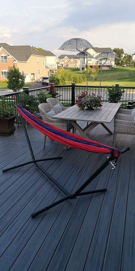 Compact Lightweight Parachute Nylon Single Portable Hammocks for Hiking, Travel, Backpacking, Beach, Survival, Outdoors (Blue/Red)