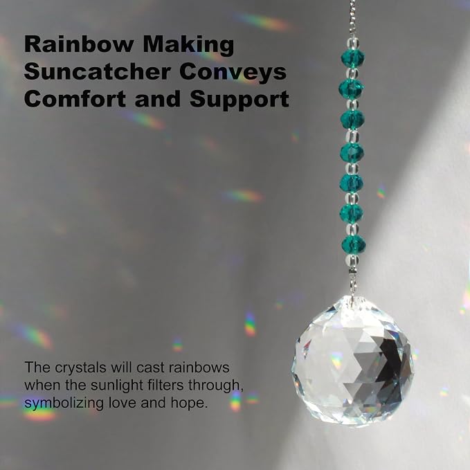 Light By Your Side Rainbow Maker, Sympathy Gifts for Loss of Loved One | Matching Gift Card, Gift Box & Bag | Memorial Gift | Crystal Ball Suncatcher | Bring Comfort, Hope & Love | Lake Green