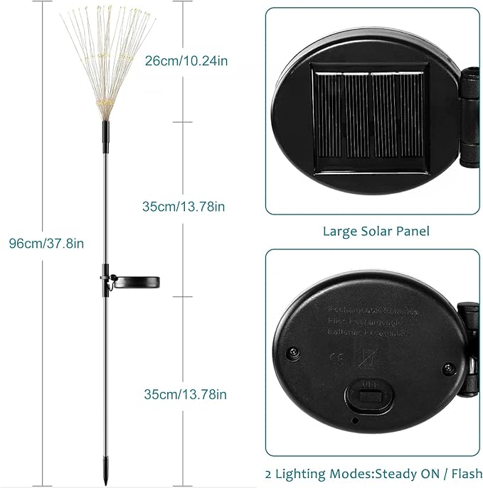 Solar Firework Lights, 2 Pack 120 LEDs 2 Lighting Modes Solar Garden Lights Outdoor Waterproof for Yard Patio Walkway Pathway Party Wedding Christmas Decorative - Purple