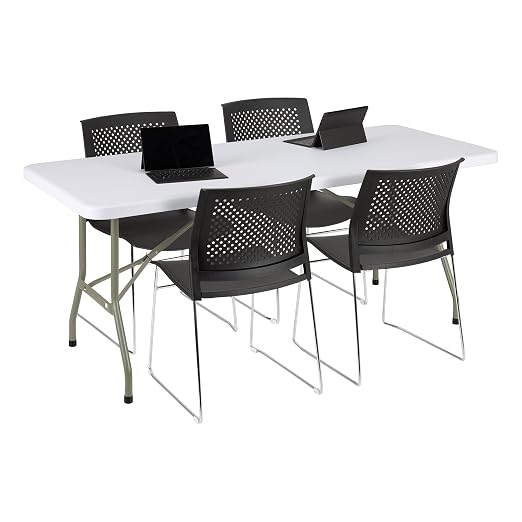Norwood Commercial Furniture 6 ft Multipurpose Indoor Outdoor Heavy Duty Portable Rectangular Blow Molded Plastic Folding Table (30" W x 72" L) White,NOR-NAF3072WH-SO