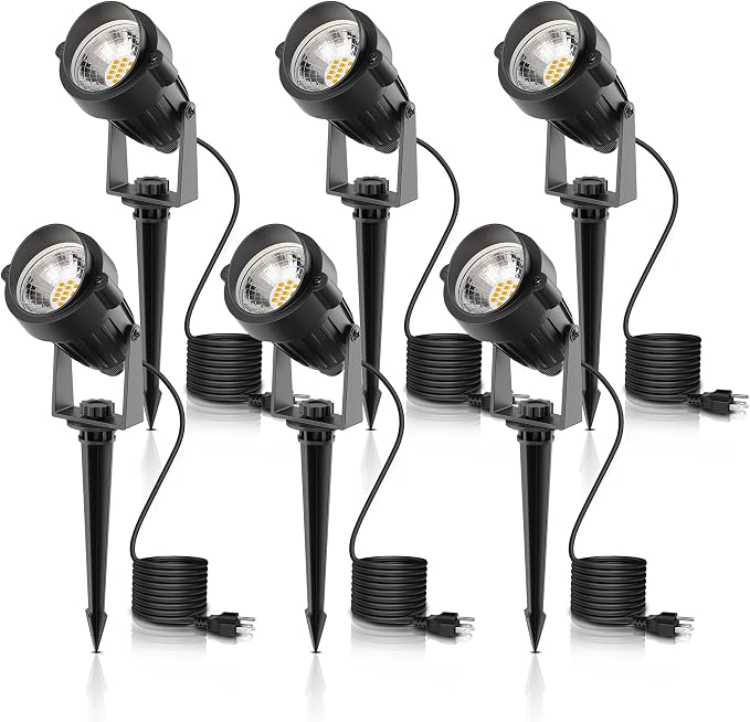 L LOHAS LED 5W Dusk to Dawn Outdoor Spotlight 3000K Landscape Light 6 Pack | Outdoor Landscape Spotlights with Automatic Sensor, Waterproof Yard Lights for Garden, Pathway, House and Plant Lighting