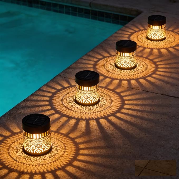 2 Pack Solar Fence Lights Outdoor, Decorative Solar Wall Lights with Mandala Pattern, IP65 Waterproof LED Wall Sconce Lantern for Garden Yard Fence Decor, Patio Pathway, Gift for Women Mom