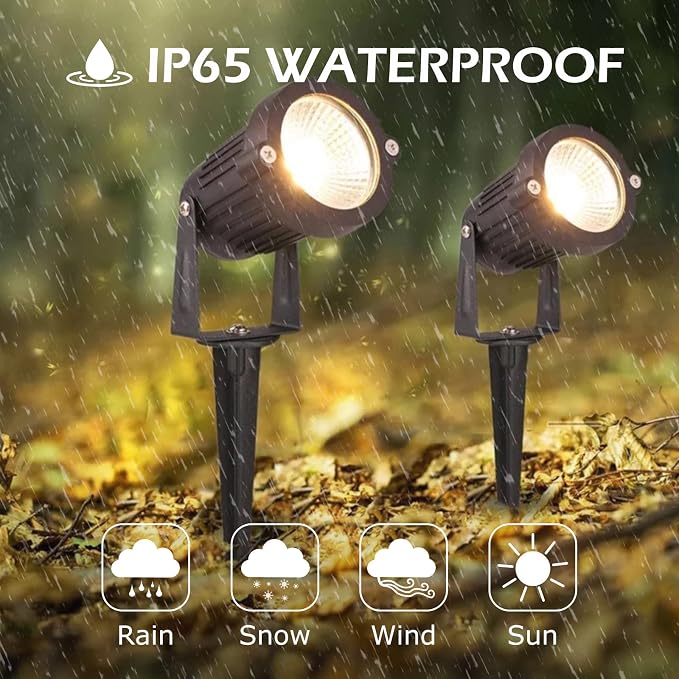 REEGOLD Low Voltage Landscape Lights Outdoor: 7W 700LM LED Landscape Lighting with Connectors for Tree Garden Yard Pathway | 12V 24V Warm White 2700K Spotlights | IP65 Waterproof | 6 Pack