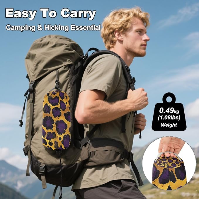 Camping Hammock Outdoor Hammocks for Outside Purple Cheetah Leopard Beach Trees Portable Lightweight with Pockets Tree Straps Indoor Small