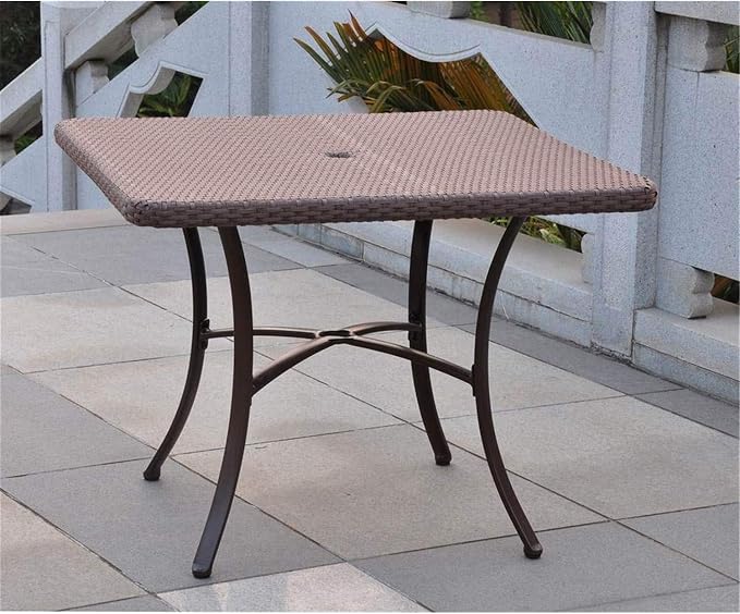 International Caravan Wicker Resin/Aluminum Square Patio Dining Table (Chocolate)