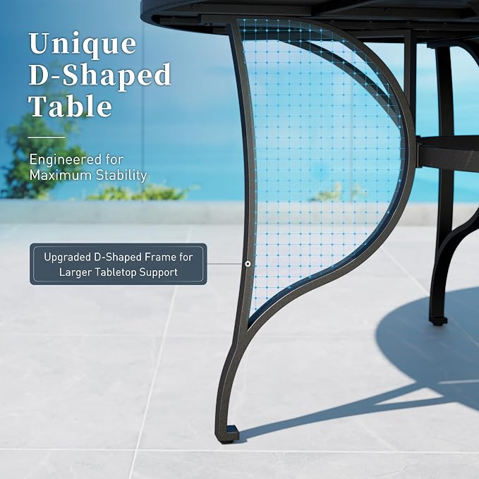 SUNSHINE VALLEY Patio Dining Set for 8, 67" Round Metal Table with Umbrella Hole, 8 x Stable Brown Dining Chairs, Outdoor Table and Chairs Set for Lawn Backyard and Deck