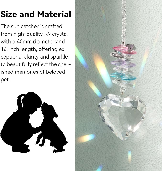 Dog Memorial Suncatcher, Loss of Dog Sympathy Gifts, Dog Remembrance Gift | Holding My Dog as Reminder of Loyal Friend, Pet Loss Crystal Suncatcher
