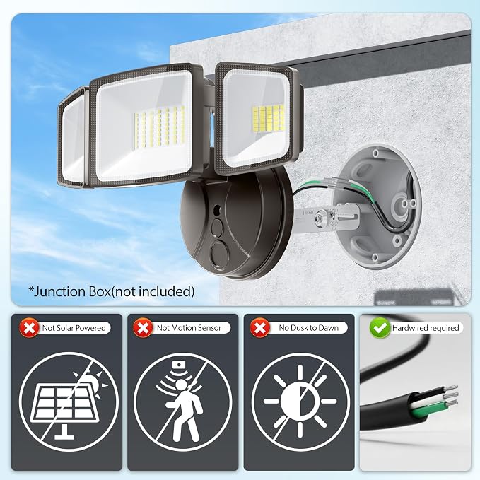 Onforu 2 Pack 75W Flood Lights Outdoor, 7000LM LED Floodlights Switch Controlled, IP65 Waterproof Exterior Lighting Fixture with 3 Adjustable Heads, 6500K Security Light for Eave Garage Yard
