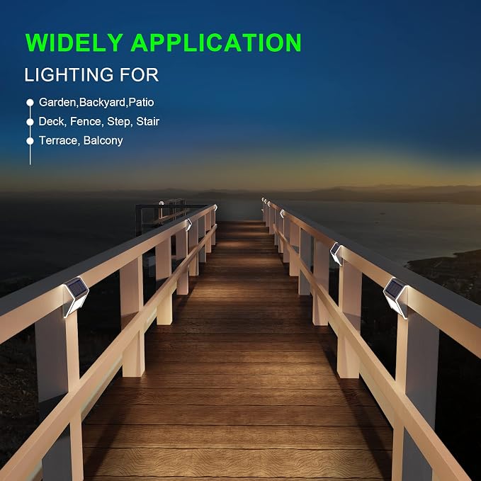 JSOT Solar Powered Lights Ideal for Step, Fence, Deck, Stair-Cool White-12P | Stainless Steel, Waterproof, Automatic Dusk to Dawn, Anti-Rust, Energy Efficient, Perfect for house decor