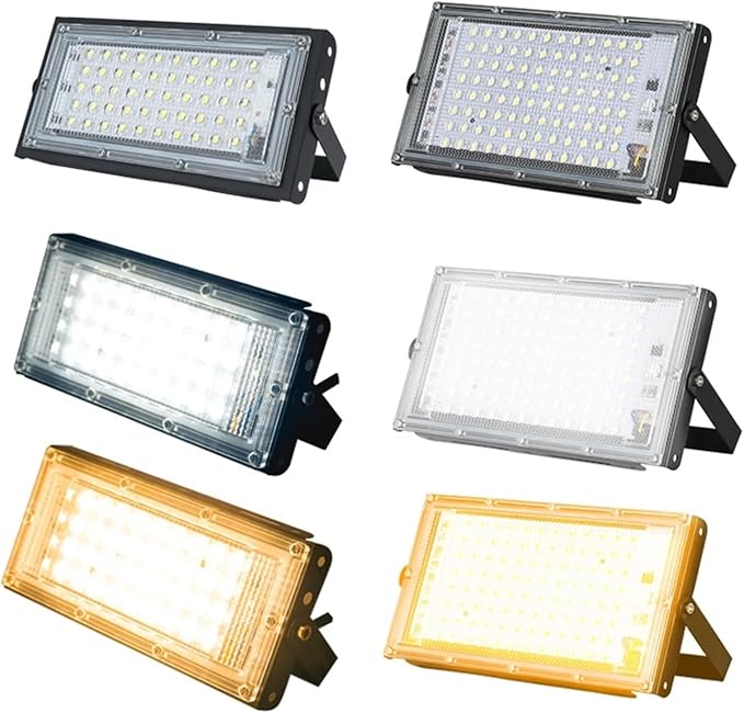 LED Flood Light Spotlight 100W 50W Outdoor Waterproof Reflector Floodlights Street Wall Lamp Garden Lighting(4pcs,Cool White_50W)