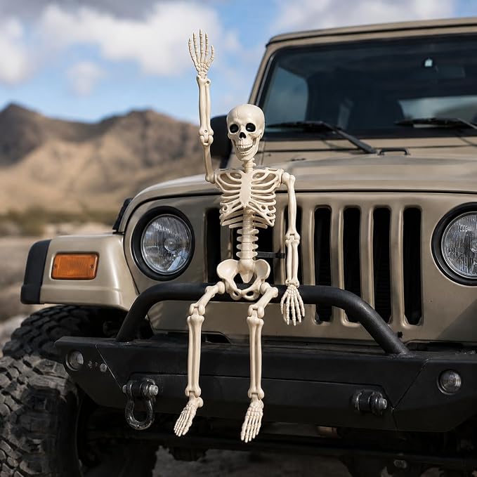 Halloween Decorations outdoor, 2Pack 36" halloween-Skeletons Decoration indoor-3ft Life Size Human Plastic Skeleton with Full Body Posable Joints for Halloween Party decorations Yard Gardon Porch Lawn | Realistic Warm Bone Tones 36" Posable Life Size C...