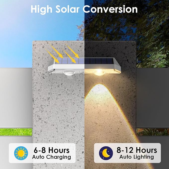 Solar Fence Lights Outdoor - 2700/4000/6000K 3 Modes, IP65 Waterproof Fence Solar Lights Outdoor, Fence Light Solar Powered for patio decor/Railing/Step and Wall - Unique Housewarming Gifts（8 Pack)