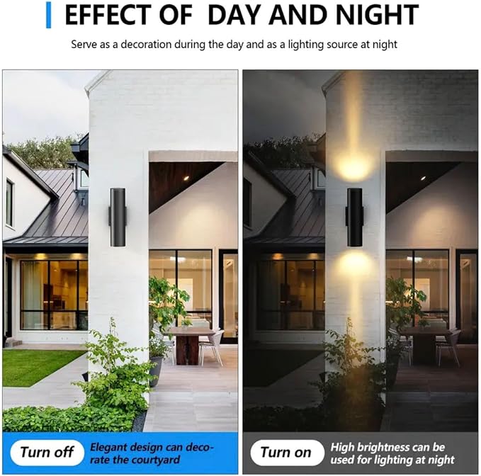 15inch LED Square Up & Down wall Lights ,14W Outdoor Wall Light 4000K Day white Aluminum Body Waterproof IP65 LED Exterior Light Fixtures Wall Mount for House Patio Garage garden. (14inch-8Pack)