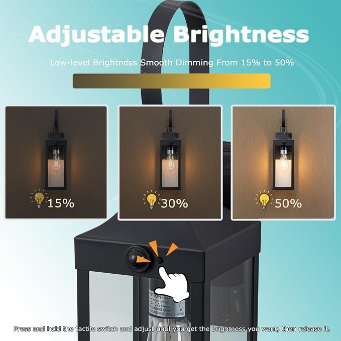 Motion Sensor Outdoor Lights Fixture Exterior Wall Sconce 2 Packs | 20” Large Size,3 Lighting Mode,Black, Waterproof Outside House Porch Lantern,E26 Socket