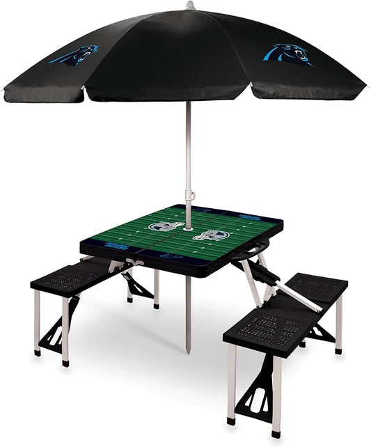 PICNIC TIME NFL Picnic Table Portable Folding Table with Seats and Umbrella