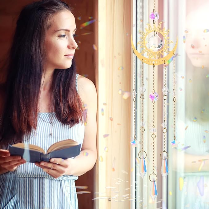 Crystal Suncatcher, Suncatchers for Windows Hanging Indoor Outdoor | Prism Rainbow Maker Home Garden Decor for Thanks Giving Valentines's and Mother's Day