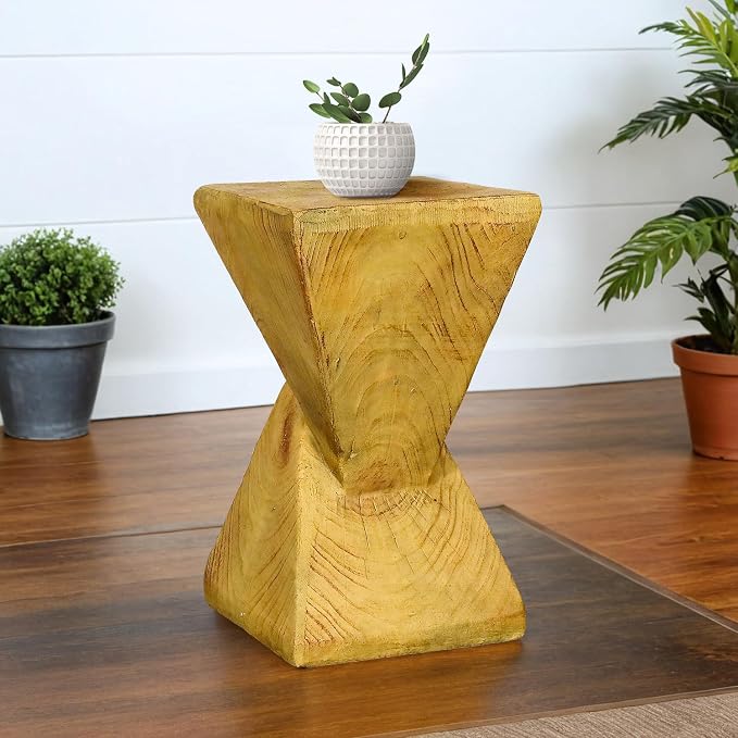 Stylish 19.6" H End Table Adding a Touch of Modern Charm to Your Porch, Patio, Garden – Decorative Concrete Side Table for Living Room or Bedroom