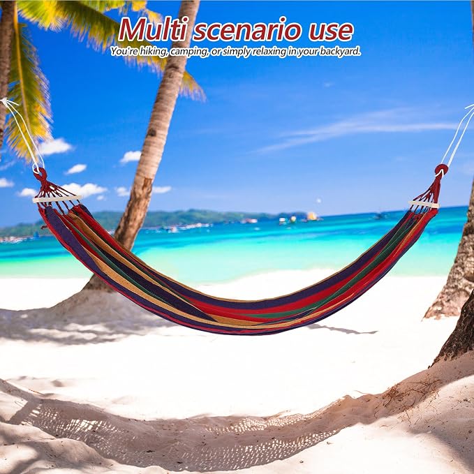 Happyyami Heavy-Duty Camping Hammock Canvas 200x80cm with Anti-Rollover Design, Portable Outdoor Single-Person Swing for Backyard and Hiking