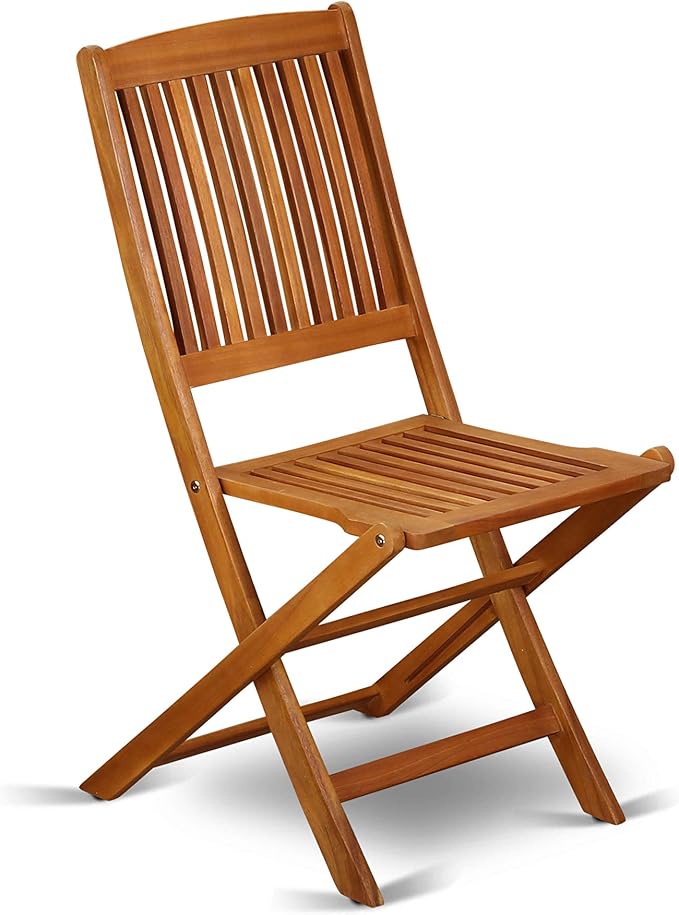 East West Furniture BSCM9CWNA 9 Piece Patio Dining Set Includes an Oval Outdoor Acacia Wood Table and 8 Folding Side Chairs, 36x78 Inch, Natural Oil