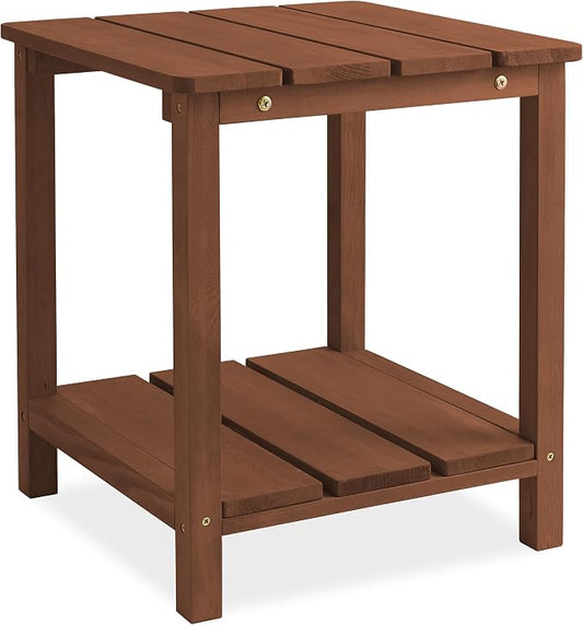 Casafield Adirondack Side Table, Cedar Wood Outdoor End Table with Shelf for Patio, Deck, Lawn and Garden - Espresso