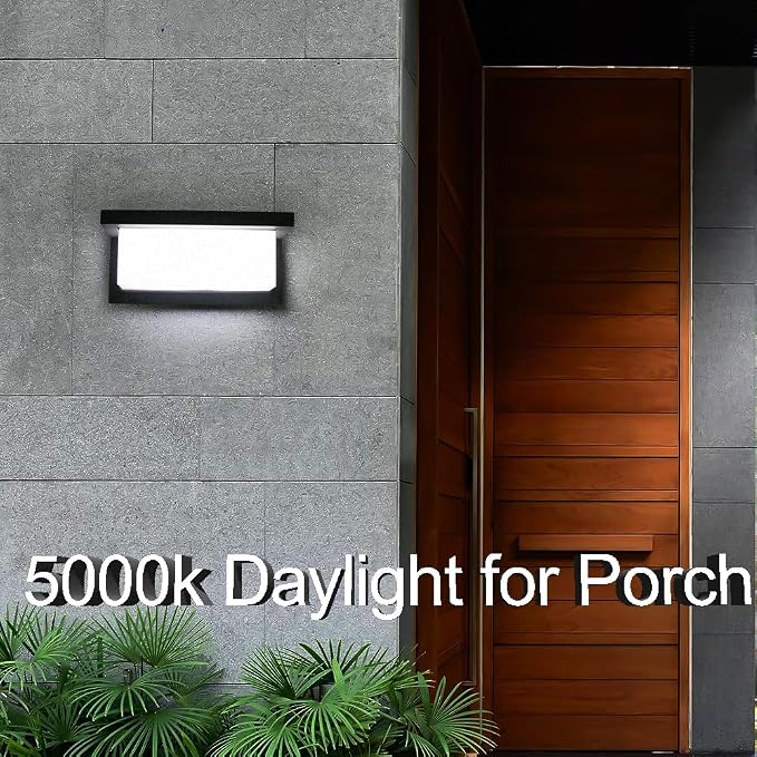 5000K Daylight White Exterior Wall Light, 2Packs Modern LED Exterior Light Fixture Wall Mount Ip65 Waterproof, Wall Porch Light for Garage Walkway Hallway Backyard Garden(2packs)
