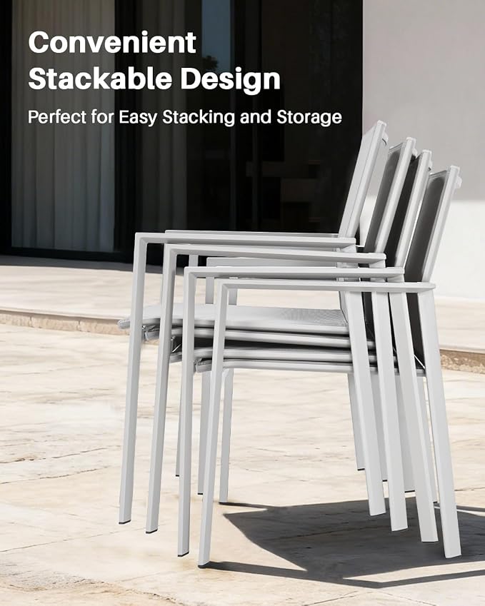 9-Piece Expandable Outdoor Dining Set, 85"-107" Aluminum Extendable Patio Table and Chairs Set for 6-10 Person, Patio Furniture Set with Stackable Textilene Chairs for Yard, Deck and Poolside