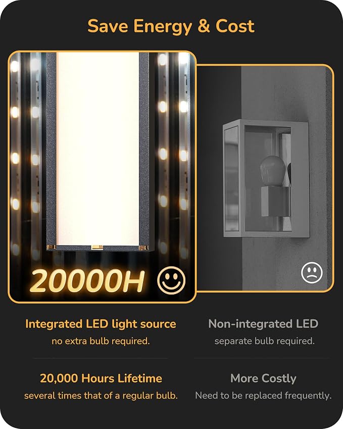 EDISHINE 2 Pack Modern Outdoor Wall Lights Dimmable, 39.3" Linear Led Exterior Wall Light, 3CCT, Iron & PC, IP65 Waterproof, Long Exterior Lighting Fixtures for Front Door, Stair, Black