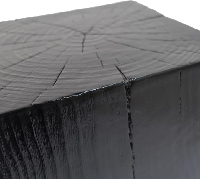 Merax 33.75" Tall Square Column MGO End Table, Indoor/Outdoor All-Weather Side Table, Wood Look Distressed Finish, Fiberglass Reinforced, Black