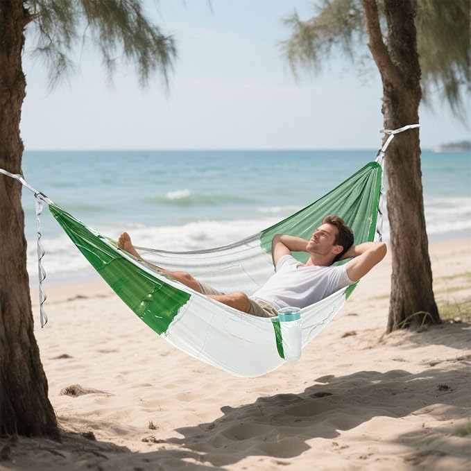 Nigeria Flag Nigerian National Green Outdoor Hammocks with Tree Straps Indoor Hammock for Outside Patio Backyard Poolside
