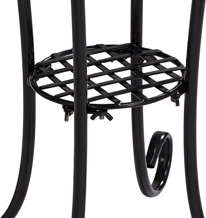 Teal Island Designs Blue Stars Coastal Black Metal Round Outdoor Accent Side Tables 14" Wide Set of 2 Mosaic Tile Tabletop Gracefully Curved Legs for Spaces Porch Patio Home House Balcony Deck Shed
