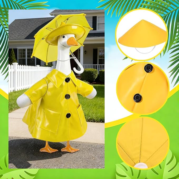 Raincoat Porch Goose Outfits,Spring Summer Lawn Goose Statue Raincoat Clothes,Fits 23" Geese Statue, for Summer Outdoor Patio Yard Lawn Garden Decoration (﻿Raincoat-Yellow)