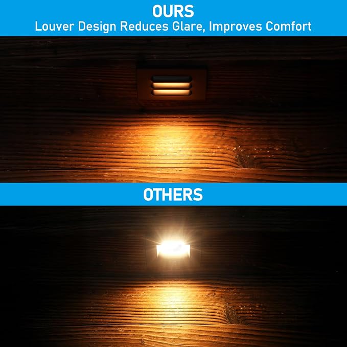 LEONLITE 12-Pack 5CCT 120V LED Step Lights, Louvered, Oil Rubbed Bronze | Horizontal, 10%-100% Dimmable, CRI90, ETL, Indoor Outdoor Stair Lights, Wet Location, 2700K/3000K/3500K/4000K/5000K, Aluminum