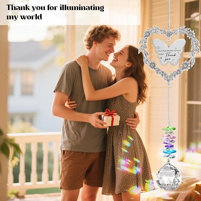 Appreciation Gift for Women Teacher, Thank You Suncatcher for Coworkers | Farewell Gifts for Boss Nurses Employees Volunteers Friends, Crystal Hanging Ornament Window Decor with Thanks Card