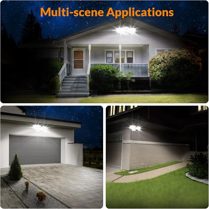 LEPOWER 28W Flood Lights Outdoor - 3000LM Brightness LED Security Lights | Switch Controlled Wall Mount Exterior Flood Light with 2 Heads, 5500K, IP65 Waterproof for Garage, Yard, Porch, Garden, White