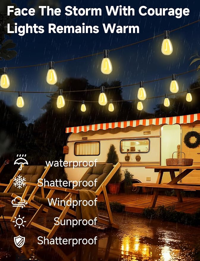 Likesky 130FT LED Outdoor String Lights with Remote Waterproof Patio Lights with Shatterproof S11 Bulbs, Dimmable Outside Hanging Light Connectable for Porch Backyard Yard Garden Decor 2700K