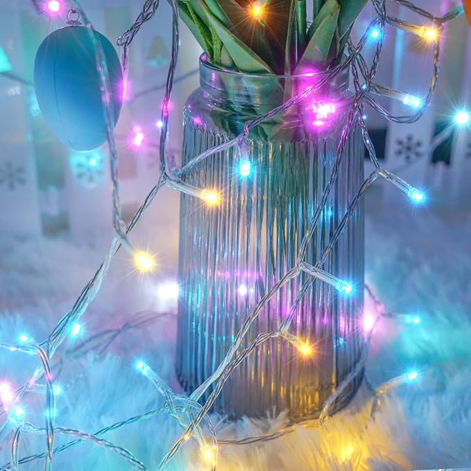 200 LED Connectable String Lights, 66FT Easter Pastel Lights Outdoor Indoor | Multicolor, 13 Modes, Timer, Clear Wire Waterproof Twinkle Fairy Lights Plug in for Bedroom Easter Patio Xmas Tree Decor