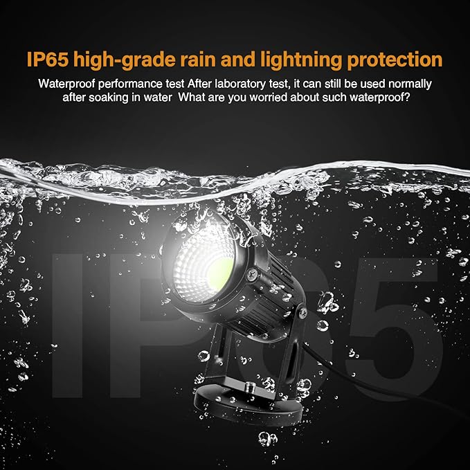 LED Landscape Up Down Light 5W White LED Decorative Spotlight Lamp 110V with Plug for Indoor Outdoor Yard Step Wall Lighting (Cool White) (Include Spike)