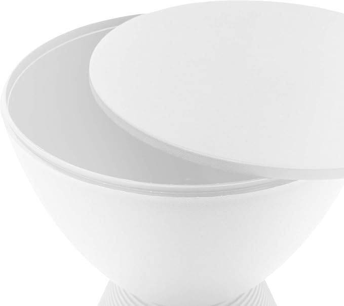 LeisureMod Modern Hourglass White Side Table - ABS Shell Drum End Table with Storage for Indoor & Outdoor Use