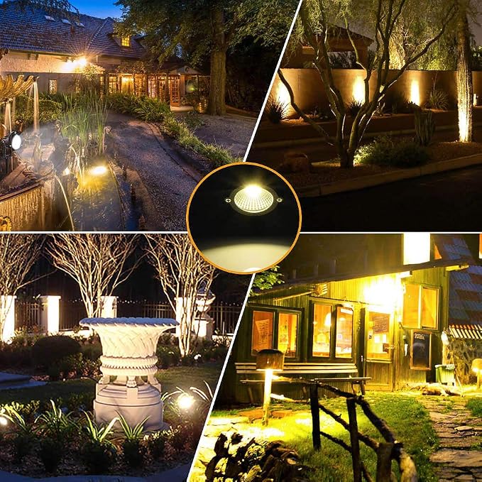 Romwish 5W Landscape Lighting, 120V Plug-in Outdoor Spotlights, 6 Pack | 3000K Warm White, 550LM Bright LED, IP65 Waterproof, 120V Plug and Play, Adjustable 270° Beam for Yard Garden Lawn Tree