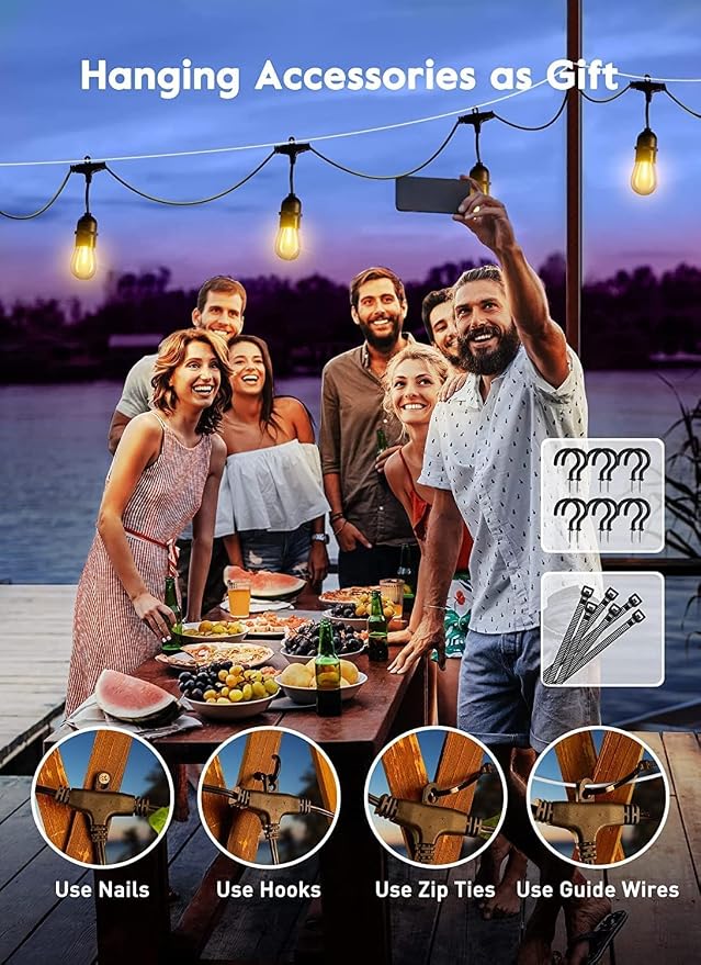 Brightown 55FT Solar String Lights Outdoor, 16+1 Shatterproof LED Lights | Waterproof, Remote Control, Dimmable, Timer, 3 Light Modes Solar Lights for Yard, Camping, Parties and Outdoor Decor