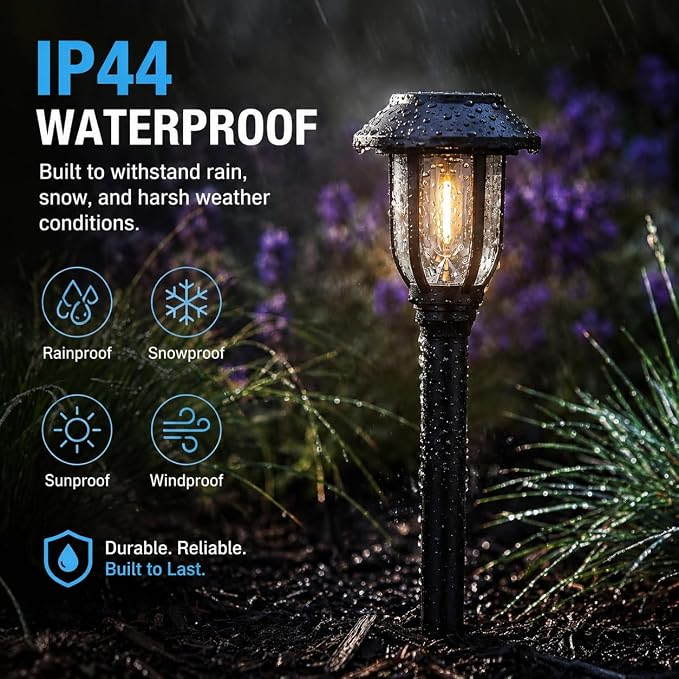 Solar Lights Outdoor 12 Pack, Solar Pathway Lights Warm White, Waterproof Auto On/Off Solar Powered Garden Lights for Yard Landscape, Walkway, Path, Driveway Decor